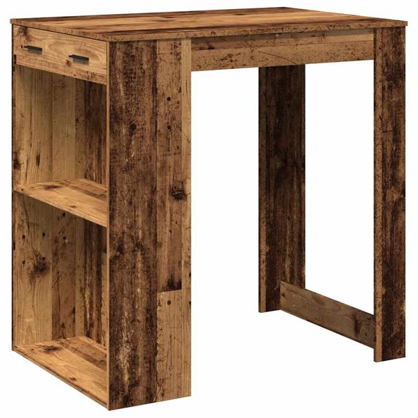 vidaXL Bar Table Old wood Engineered wood Medium Bar Table Rectangular