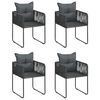 vidaXL Dining Set Black PVC rattan, Glass, Powder-coated steel Medium