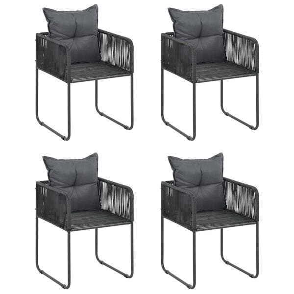 vidaXL Dining Set Black PVC rattan, Glass, Powder-coated steel Medium