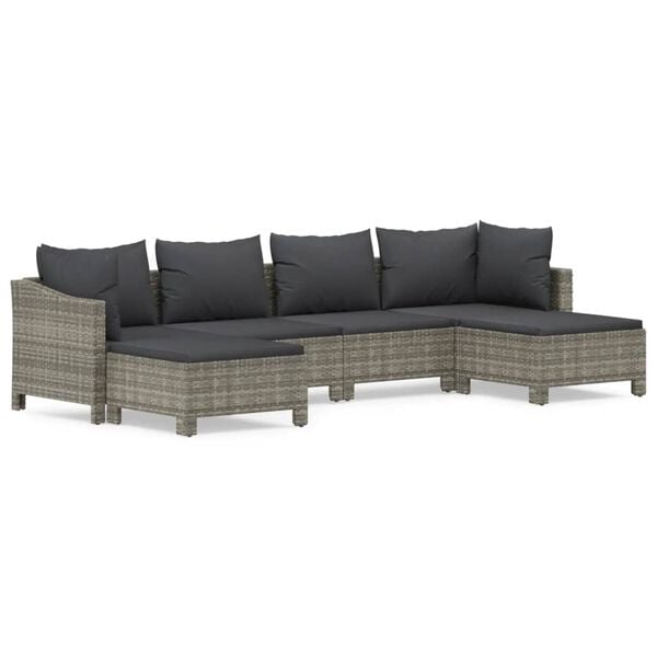 vidaXL Garden Lounge Set Grey PE rattan, powder-coated steel Medium