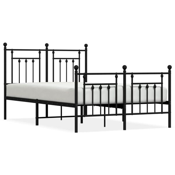 vidaXL Bed Frame Black Powder-Coated Steel Double Durable Bed Frame