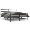 vidaXL Metal Bed Frame without Mattress with Footboard&nbsp;Black 63"x78.7"