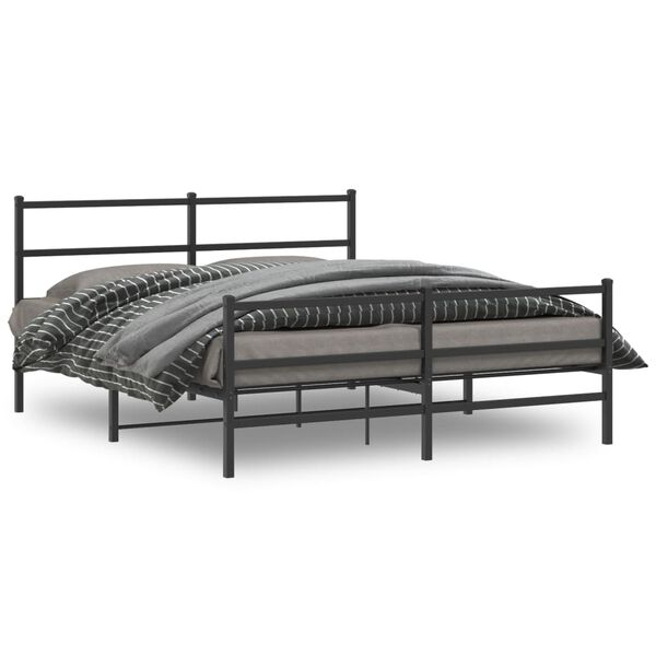 vidaXL Metal Bed Frame without Mattress with Footboard&nbsp;Black 63"x78.7"