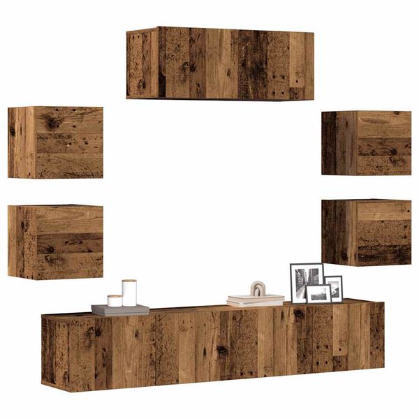vidaXL TV Cabinet Set Old wood Engineered wood 7 Piece Set