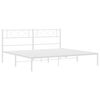 vidaXL Metal Bed Frame White Powder-Coated Steel 79 x 79 in Modern
