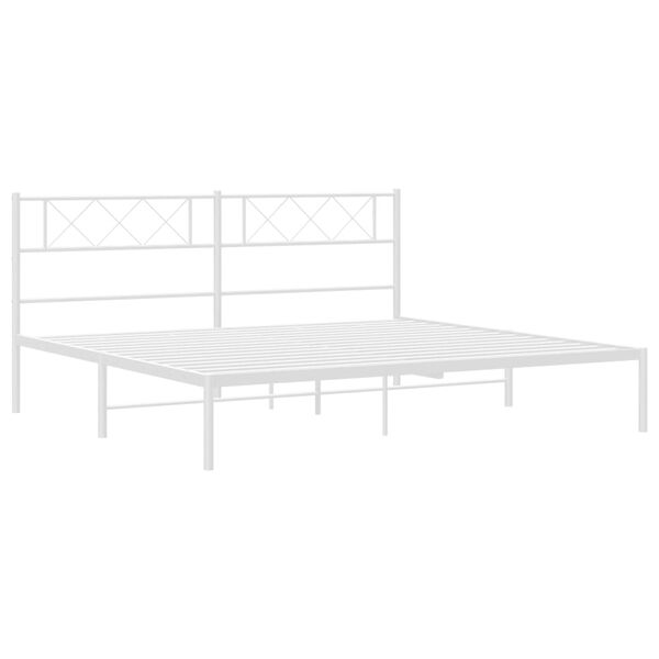 vidaXL Metal Bed Frame White Powder-Coated Steel 79 x 79 in Modern