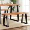 vidaXL Bench Brown and Black Solid Acacia Wood and Powder-Coated Steel