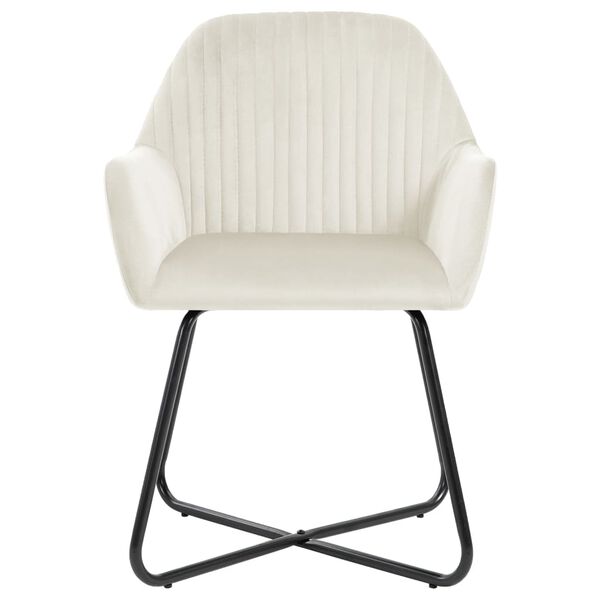 vidaXL Dining Chair Set of 2 Cream Velvet Standard Ergonomic