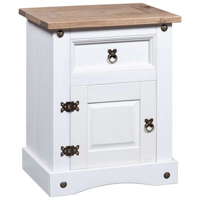 vidaXL Bedside Cabinet Mexican Pine Corona Range White 20.9"x15.4"x26"