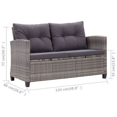 vidaXL 6 Piece Patio Sofa Set with Cushions Poly Rattan Dark Gray