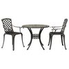 vidaXL 3 Piece Bistro Set Bronze Cast Aluminum