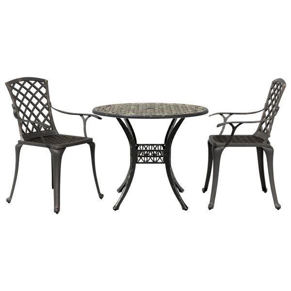 vidaXL 3 Piece Bistro Set Bronze Cast Aluminum