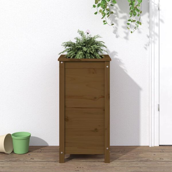 vidaXL Garden Planter Honey brown Solid pine wood Medium