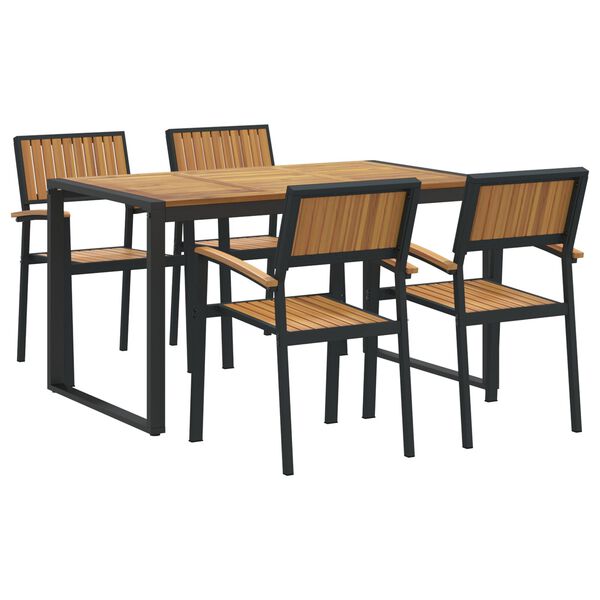 vidaXL Garden Dining Set 5 pcs Black and brown