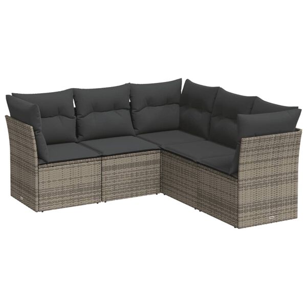 vidaXL Garden Sofa Set Grey PE rattan Large Modular Garden Sofa Set