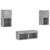 vidaXL 4 Piece TV Wall Stands with LED Lights Concrete Gray
