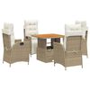vidaXL 5 Piece Patio Dining Set with Cushions Beige Poly Rattan