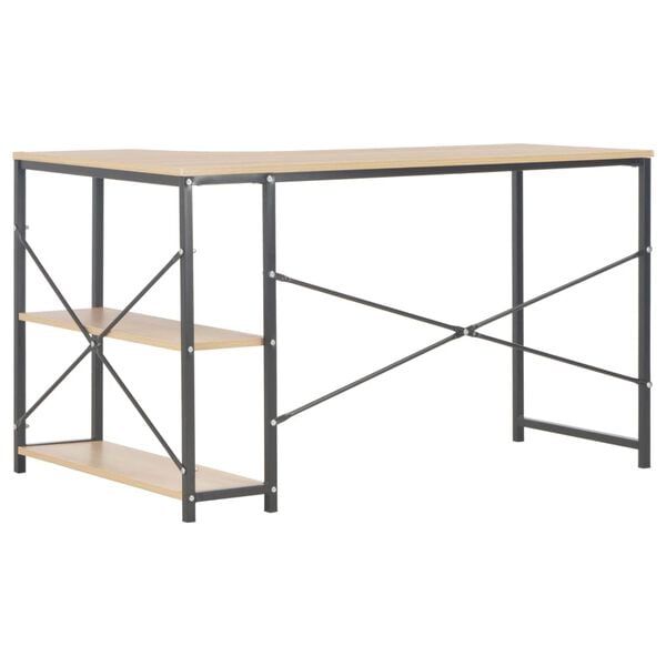 vidaXL Computer Desk Black and Oak 47.2"x28.3"x27.6"