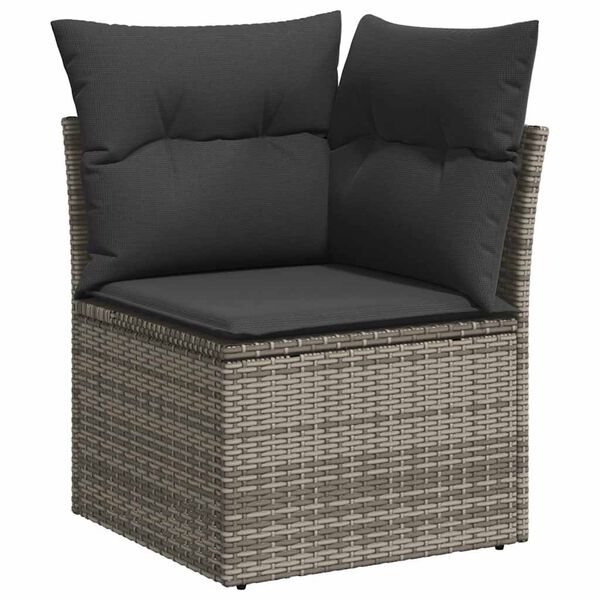 vidaXL Garden Sofa Set Grey PE rattan 7 Piece Adjustable Feet