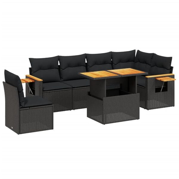 vidaXL Garden Sofa Set Black