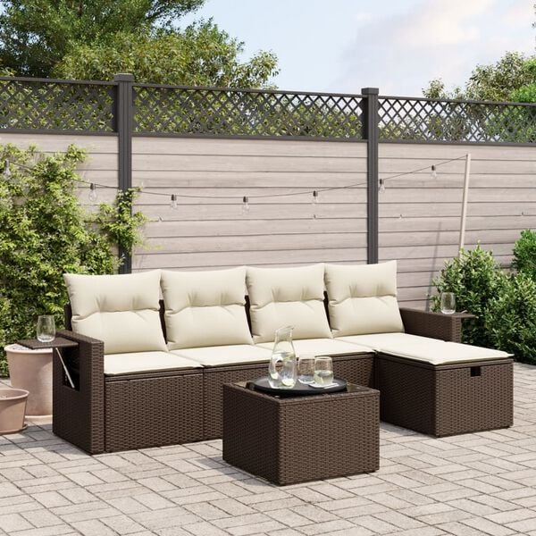 vidaXL Garden Sofa Set Brown and cream white