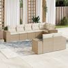 vidaXL Garden Sofa Set Beige PE Rattan Large Adjustable Feet