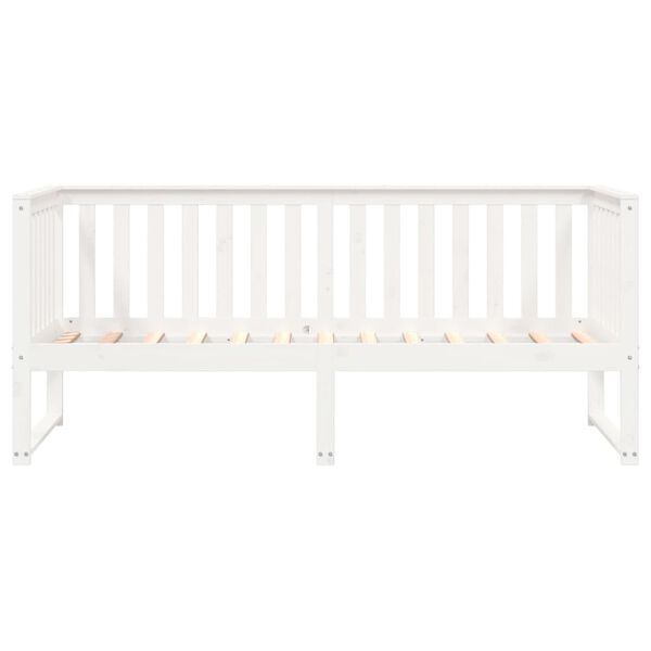 vidaXL Day Bed White Solid pine wood Twin Day Bed Rectangular Modern