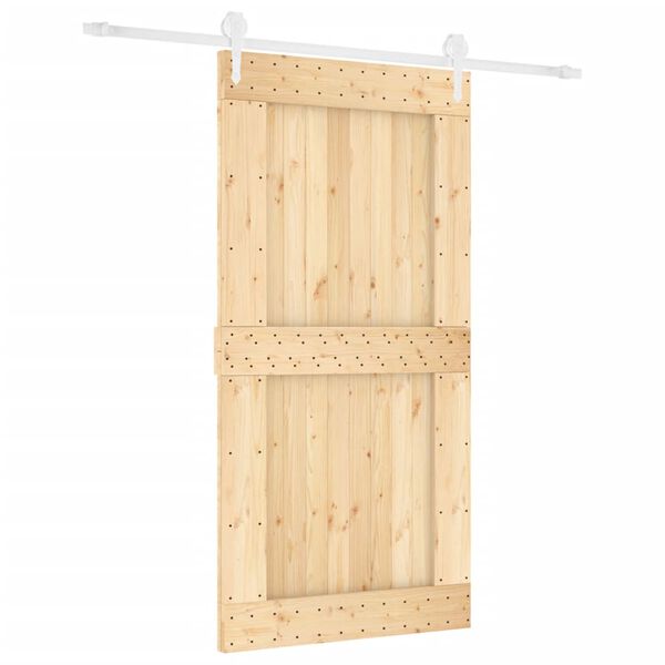vidaXL Sliding Door with Hardware Set 39.4x82.7" Solid Wood Pine