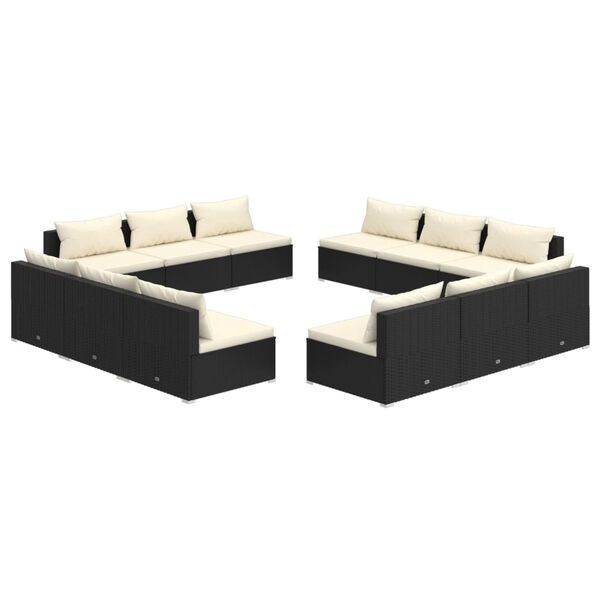 vidaXL Garden Lounge Set Black, Cream