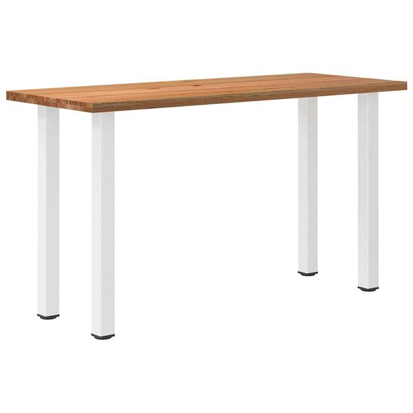 vidaXL Dining Table Light brown, White Solid oak wood, Powder-coated steel