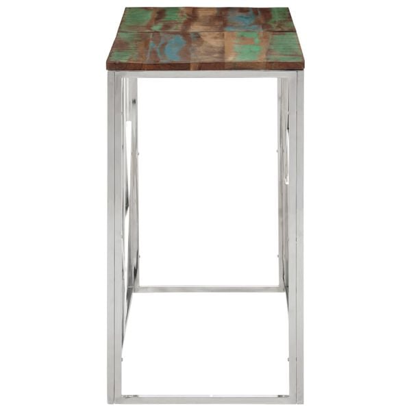 vidaXL Console Table Silver, Varies Stainless steel, Solid reclaimed wood