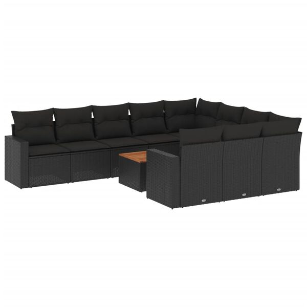 vidaXL Black Garden Sofa Set