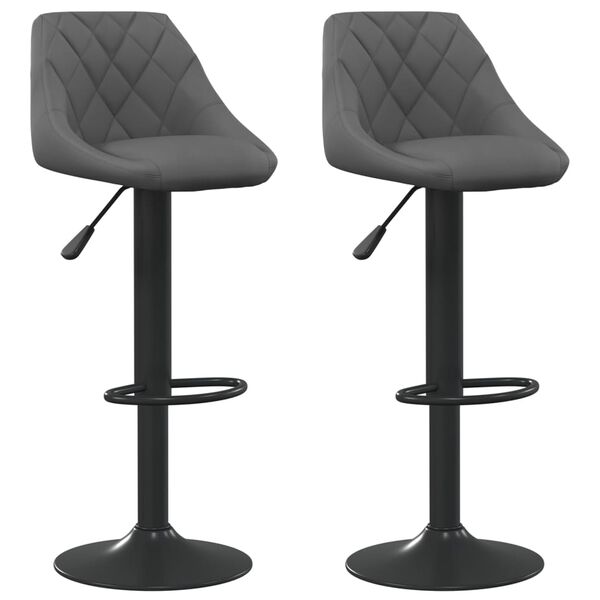 vidaXL Bar Stool Set of 2 Dark Grey Velvet (100% polyester), Steel