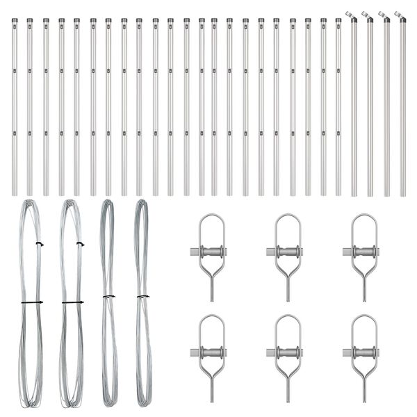 vidaXL Fence Post 26 pcs Grey 1.26 x 1.26 x 47.24 in