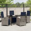 vidaXL Garden Dining Set with Cushion 5 pcs Grey Poly Rattan