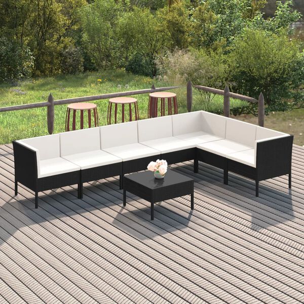 vidaXL Garden Lounge Set Black PE rattan Standard Modular