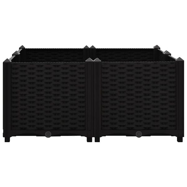 vidaXL Raised Bed Black Polypropylene Medium Planters