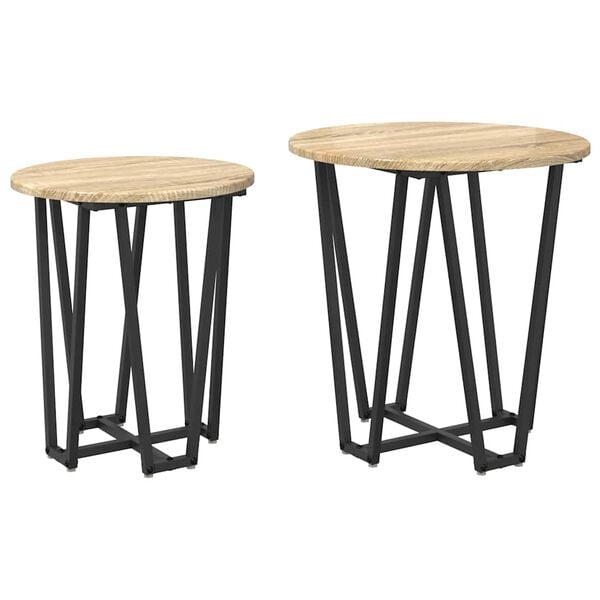 vidaXL Side Table Set 2 pcs Sonoma Oak and Black