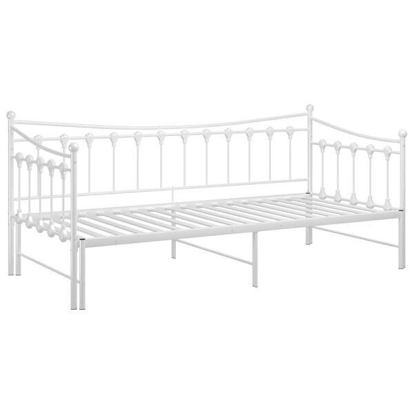 vidaXL Pull-out Sofa Bed Frame without Mattress White Metal 90 x 78.7 "
