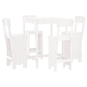 vidaXL Garden Bar Set White Solid pine wood