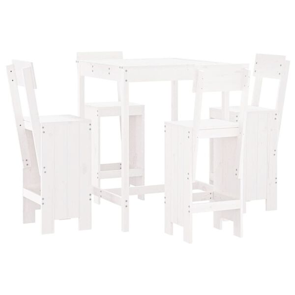 vidaXL Garden Bar Set White Solid pine wood