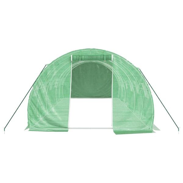 vidaXL Greenhouse Green PE (polyethylene), galvanized steel Large