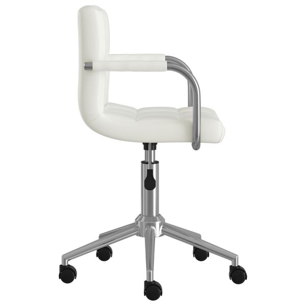 vidaXL Dining Chair White Chromed steel, faux leather Adjustable Swivel