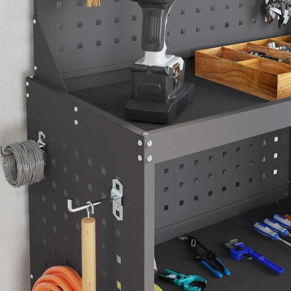 vidaXL Tool Trolley Manual Black 65 x 35 x 111 cm Cold-rolled steel