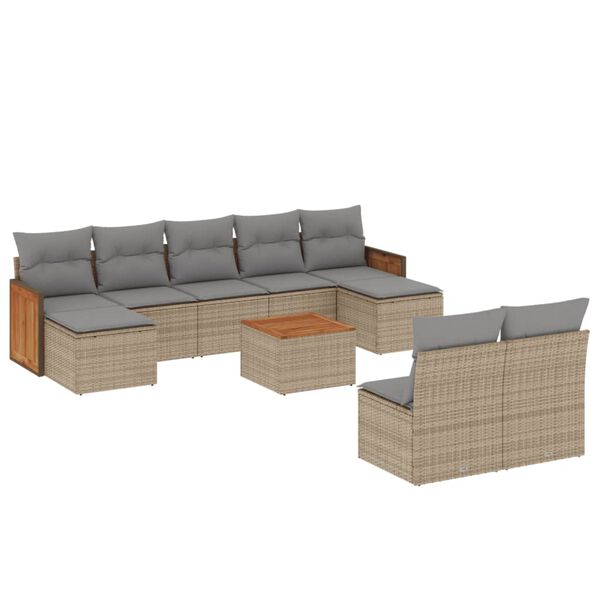 vidaXL Garden Sofa Set Beige PE rattan Medium Modular Garden Sofa Set