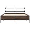 vidaXL Bed Frame Brown Oak Engineered Wood, Metal, Plywood Small Full