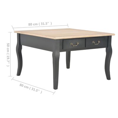 vidaXL Coffee Table Black 31.5"x31.5"x19.7" Wood