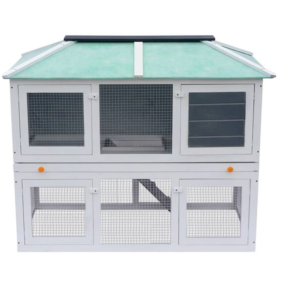 vidaXL Animal Cage White and Green Fir wood with painted finish, plywood