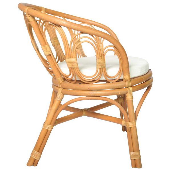 vidaXL Dining Chair Light brown, Cream white Natural rattan, Linen
