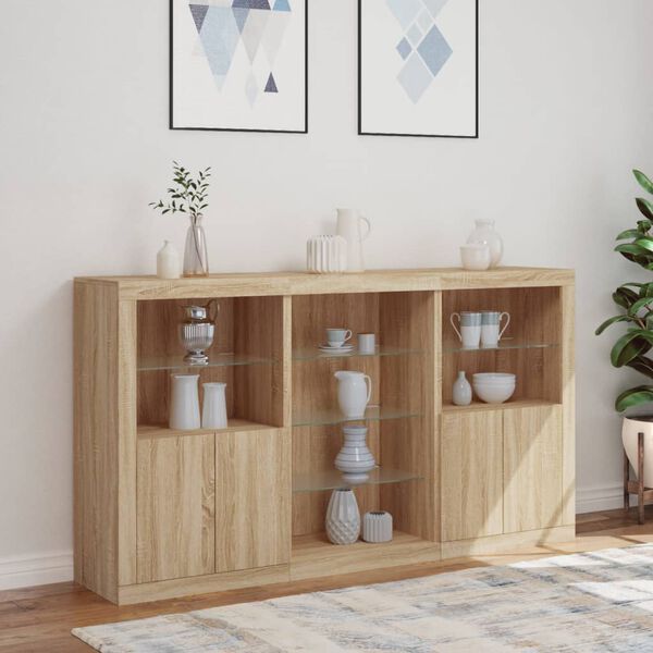 vidaXL Sideboard Sonoma oak Engineered wood, Glass Large Sideboard